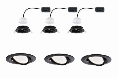 Oprawy oczka wbudowane ruchome LED 3x6W 2700K ciepłe czarny mat Nova Coin PAULMANN