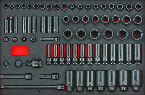 73-elementowy zestaw nasadek udarowych z chwytem kwadratowym 3/8