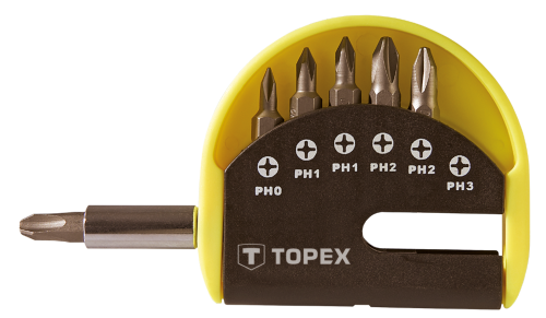 Końcówki wkrętakowe z uchwytem, zestaw 7 szt. 39D350 TOPEX