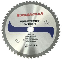 Piła tarcza widiowa do cięcia stali metalu Rotabroach Raptor 255mm 52z CERMET