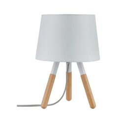 Lampa stołowa BERIT E27 max.1x20W 230V biały / drewno /  tkanina  