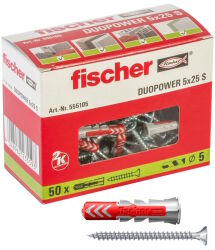 Kołki rozporowe z wkrętem paczka zestaw DUOPOWER 5mm x 25mm PH 50szt. Fischer