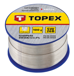 Lut cynowy 60% Sn, drut 1.5 mm, 100 g 44E524 TOPEX