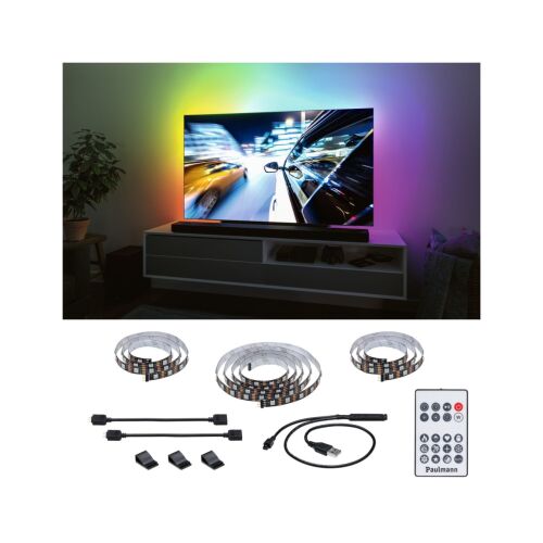 Zestaw taśma LED TV65 cali USB + pilot Dynamic Rainbow RGB 4W 5V czarny