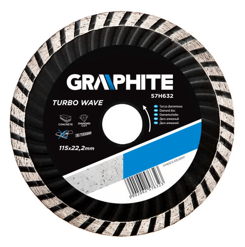 Tarcza diamentowa 115 x 22.2 mm, turbo wave 57H632 GRAPHITE