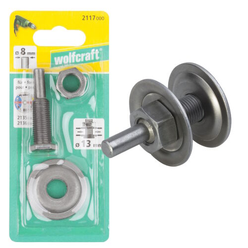 Trzpień mocujący tarczę do cięcia metalu 125mm na wiertarkę 13mm Wolfcraft