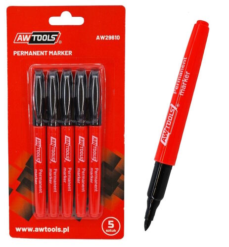 Cienkie markery permanentne budowlane czarne 5szt zestaw