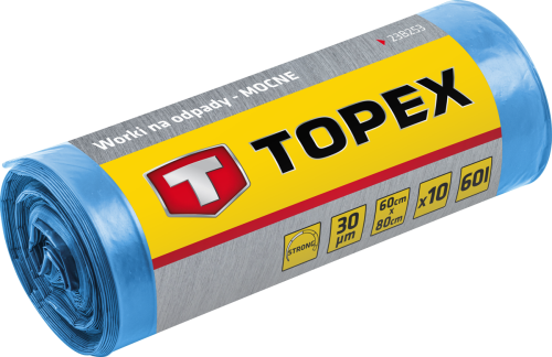 Worki na odpady 120 L, niebieskie, 40 mic 23B258 TOPEX