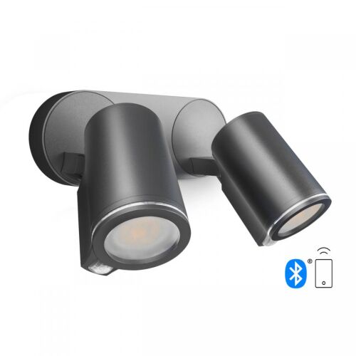Oprawa elewacyjna z dwoma czujnikami ruchu i zmierzchu  SPOT DUO SC Bluetooth Mesh PIR 2x7W 1024lm 3000K IP44  IK03 230V antracyt / aluminium