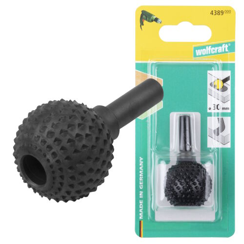 Zdzierak pilnik obrotowy do drewna kulisty do wiertarki 30mm Wolfcraft