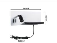 Oprawa ścienna SERRA LED DIM  USB-C LEFT 650/200lm 2700K 230V biały matowy / czarny matowy - 8