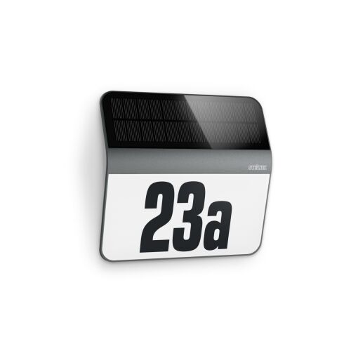 Oprawa numeryczna solarna z czujnikiem zmierzchu STEINEL Xsolar LH-N 0,03,W 4000K IP44 IK03 antracyt/ stal nierdzewna / tworzywo sztuczne