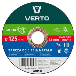 Tarcza tnąca do metalu 125 x 1.5 x 22.2 mm 61H532 VERTO