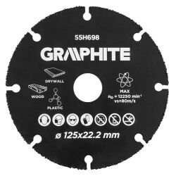 Tarcza tnąca HM do cięcia drewna i tworzyw sztucznych 125mm szlifierki kątowej GRAPHITE