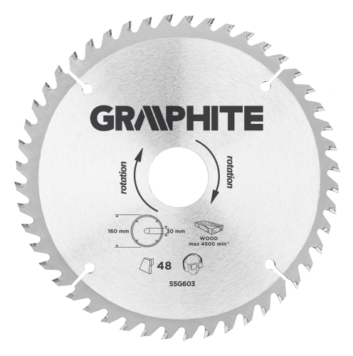 Tarcza do pilarki, widiowa, 160 x 30 mm, 48 zębów 55H603 GRAPHITE
