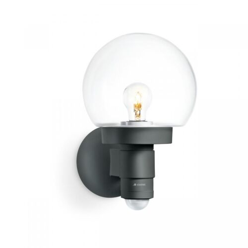 Lampa elewacyjna z czujnikiem ruchu  i zmierzchu Steinel L 115 S PIR  E27 max 60W IP44 IK03 230V antracyt / szkło / tworzywo sztuczne