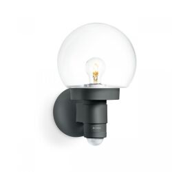 Lampa elewacyjna z czujnikiem ruchu  i zmierzchu Steinel L 115 S PIR  E27 max 60W IP44 IK03 230V antracyt / szkło / tworzywo sztuczne