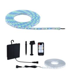 Taśma zewnętrzna LED solar 5m 3,2W DIM RGB 22lm/m czujnik zmierzchu pilot 5V IP44 czarny / tworzywo sztuczne