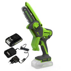 24V minipilarka łańcuchowa Greenworks G24MCS10K2 zestaw ładowarka + aku 2Ah