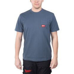 Koszulka T-shirt z kieszonką z krótkim rękawem - niebieski MILWAUKEE WTSSBLU-L