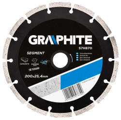 Tarcza diamentowa 200 x 25.4 mm, segmentowa 57H870 GRAPHITE