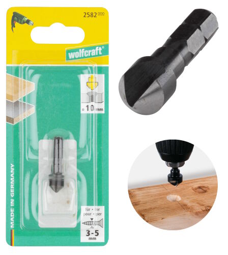 Pogłębiacz fazownik do drewna 10mm Wolfcraft  WS trzpień 6-kąt