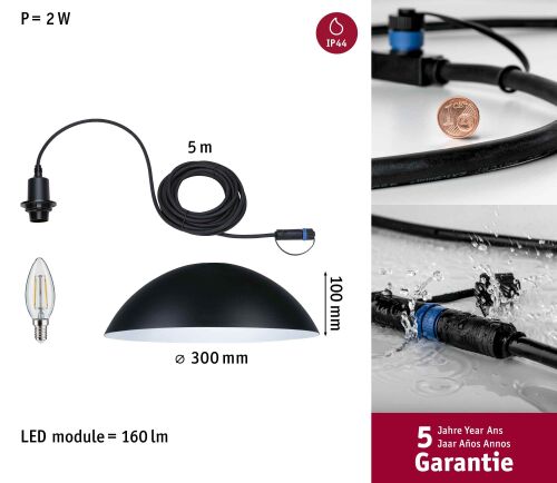 Lampa wisząca MAPALO Plug & Shine 2W 3000K IP44 24V antracyt