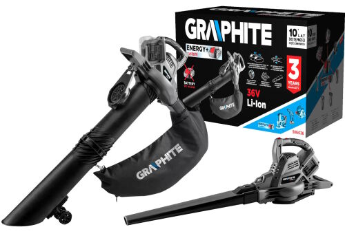 Odkurzacz ogrodowy dmuchawa do liści akumulatorowy Energy+ 2x18V Li-lon 2w1 GRAPHITE