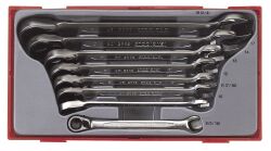 8-elementowy zestaw kluczy płasko-oczkowych zapadkowych calowych Teng Tools TT6508R Tengtools