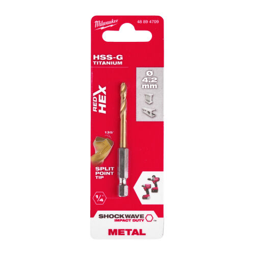 Wiertło do metalu HSS-G Tin 4,2mm 1/4 HEX MILWAUKEE