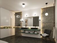 Lampa wisząca łazienkowa GOVE LED 9W 900lm 3000K IP44 230V czarny matowy / metal /  szkło - 7