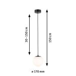 Lampa wisząca łazienkowa GOVE LED 9W 900lm 3000K IP44 230V czarny matowy / metal /  szkło - 6