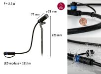 Reflektor ogrodowy Plug & Shine PLANTINI 2W 3000K IP65 24V antracyt/ aluminium - 3