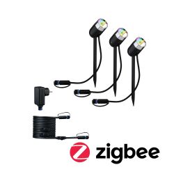 Reflektor ogrodowy Plug & Shine PIKE zestaw 3x4,5W RGBW SH Zigbee IP67 24V antracyt / tworzywo sztuczne