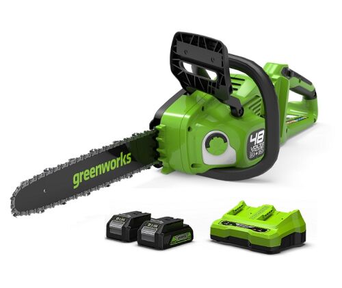 2x24 V pilarka łańcuchowa Greenworks 36 cm GD24X2CS36K4X zestaw z ładowarką i 2x aku 4.0 Ah