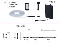 Taśma zewnętrzna LED solar 10m 3,2W DIM 3000K 28lm/m czujnik zmierzchu pilot 5V IP44 czarny / tworzywo sztuczne - 11