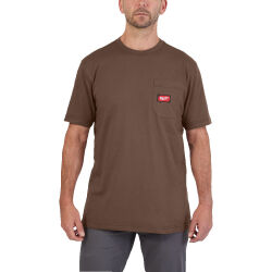 Koszulka T-shirt z kieszonką z krótkim rękawem - brązowy MILWAUKEE WTSSBR-XL