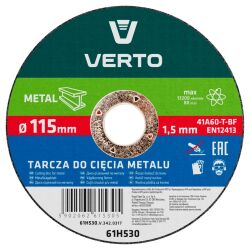 Tarcza tnąca do metalu 115 x 1.5 x 22.2 mm 61H530 VERTO