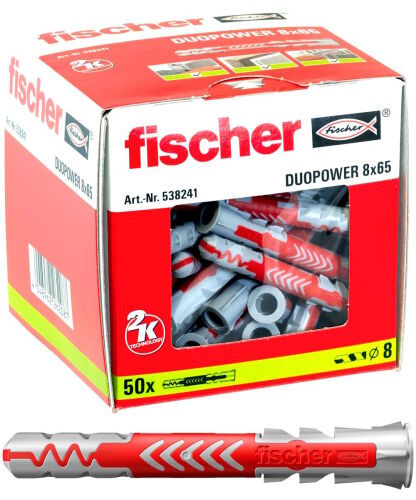 Kołki rozporowe bez wkręta paczka DUOPOWER 8mm x 65mm 50szt. Fischer