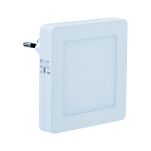 Lampka wtykowa nocna EASBY kwadratowa z czujnikim zmierzchu  3000K biały - 3