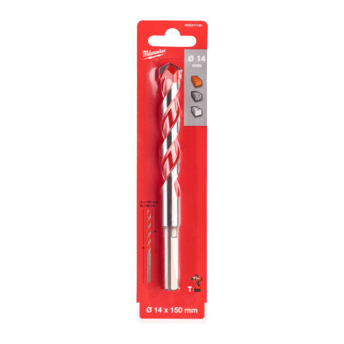 Wiertło udarowe do betonu do wkrętarki premium 14x150 - 1 szt. MILWAUKEE