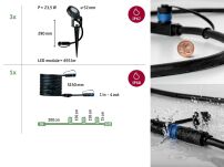 Reflektor ogrodowy Plug & Shine STING zestaw przedłużający 3x6W 3000K 520lm DIM IP67 24V antracyt / aluminum - 5