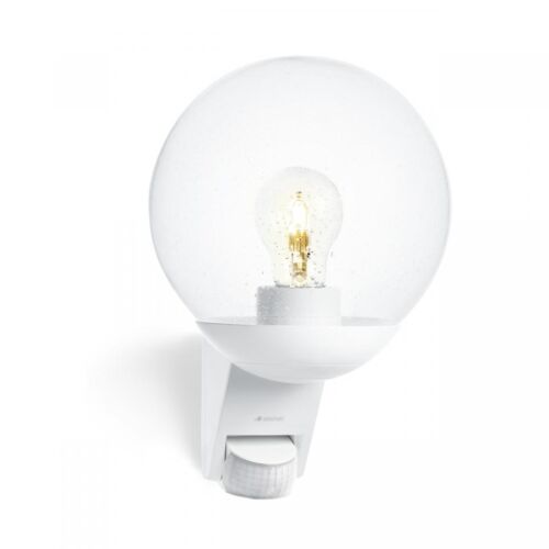 Lampa elewacyjna z czujnikiem ruchu i zmierzchu Steinel L 585 S PIR max.60W E27 IP44 IK03 230V biała / szkło /tworzywo sztuczne