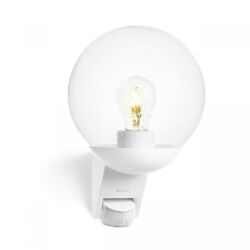 Lampa elewacyjna z czujnikiem ruchu i zmierzchu Steinel L 585 S PIR max.60W E27 IP44 IK03 230V biała / szkło /tworzywo sztuczne