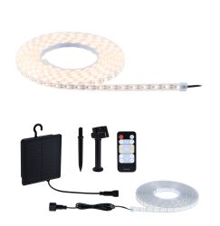Taśma zewnętrzna LED solar 5m 2,8W DIM 3000K 51lm/m czujnik zmierzchu pilot 5V IP44 czarny / tworzywo sztuczne