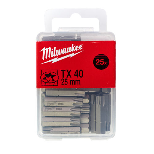 Bit Zestaw bitów TX40 (25 szt.) dł. 25 mm MILWAUKEE