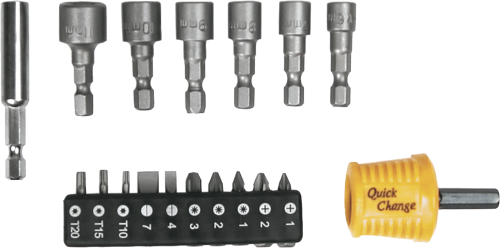 Końcówki wkrętakowe i nasadki z uchwytem, zestaw 18 szt. 39D361 TOPEX