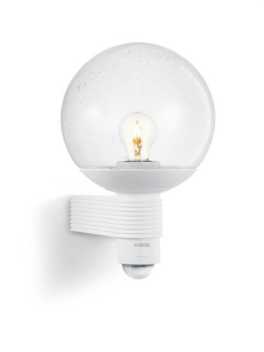 Lampa elewacyjna z czujnikiem ruchu i zmierzchu Steinel L 400 S PIR max.60W E27 IP44 IK03 230V biała / szkło /tworzywo sztuczne