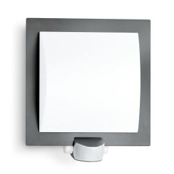Lampa elewacyjna z czujnikiem ruchu i zmierzchu Steinel L 20 S PIR max.60W E27 IP44 IK03 230V antracyt / stal nierdzewna