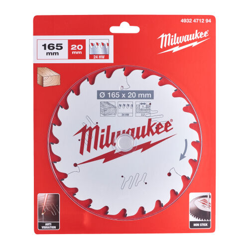 Tarcza widiowa do drewna 165 20 2.2 24z ATB Milwaukee